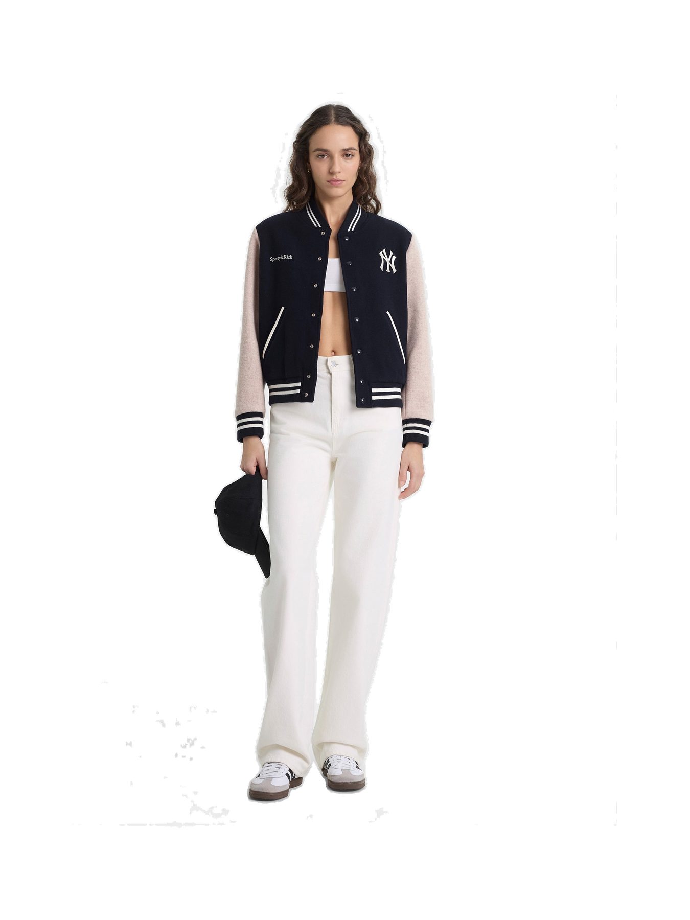 Yankees Curve Wool Varsity Jacket - Navy/Ecru