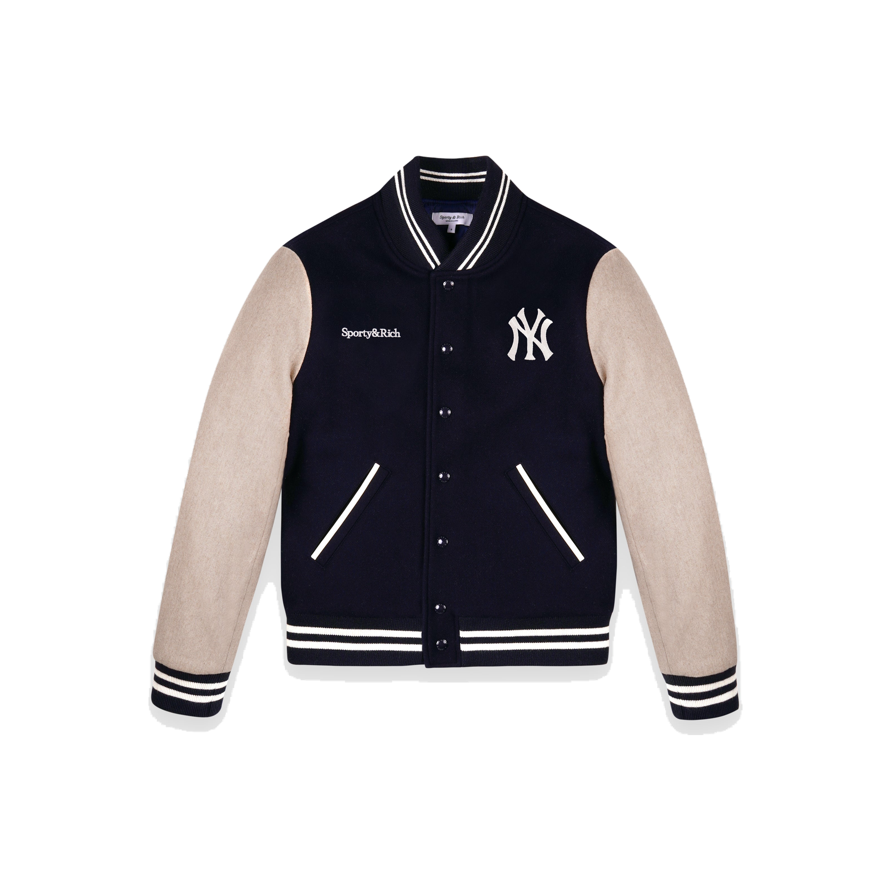 Yankees Curve Wool Varsity Jacket - Navy/Ecru
