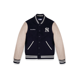 Yankees Curve Wool Varsity Jacket - Navy/Ecru