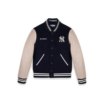 Yankees Curve Wool Varsity Jacket - Navy/Ecru