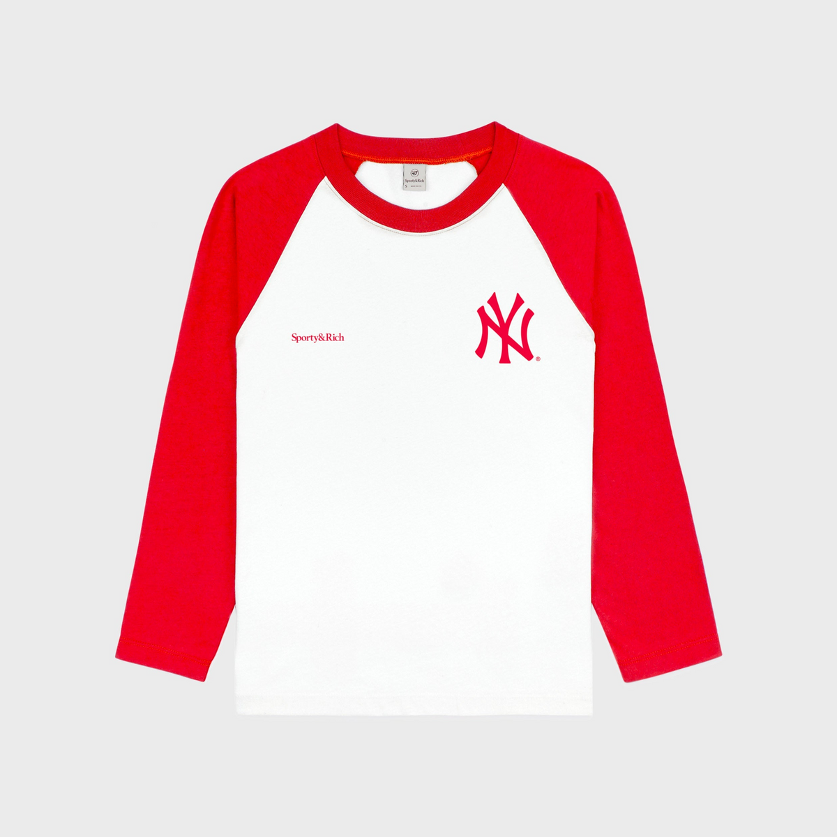 Yankees Serif Baseball Tee - White/Red
