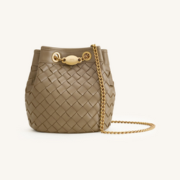Yara Hand-Woven Bucket Bag - Taupe