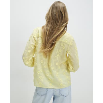 Yellow 3D Floral Embellished Shirt