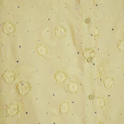 Yellow 3D Floral Embellished Shirt