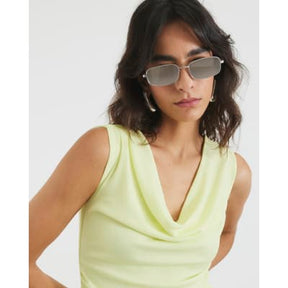 Yellow Cowl Neck Sleeveless Top