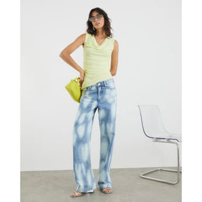Yellow Cowl Neck Sleeveless Top