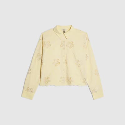 Yellow Embroidered Crochet Shirt