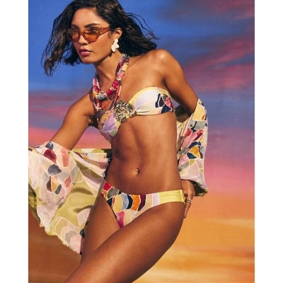 Yellow Floral High Leg Bikini Briefs