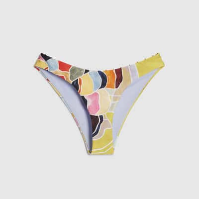 Yellow Floral High Leg Bikini Briefs