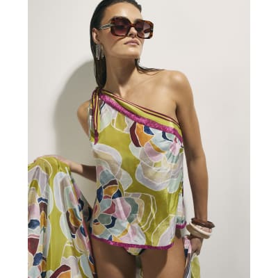 Yellow Floral One Shoulder Top