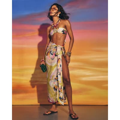 Yellow Floral Print Sarong