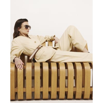 Yellow High Waisted Tapered Trousers