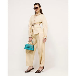 Yellow High Waisted Tapered Trousers