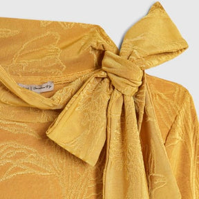 Yellow Jacquard Scarf Tie Top