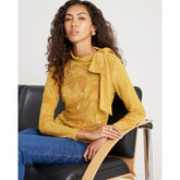 Yellow Jacquard Scarf Tie Top