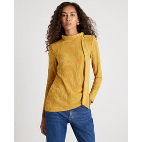 Yellow Jacquard Scarf Tie Top