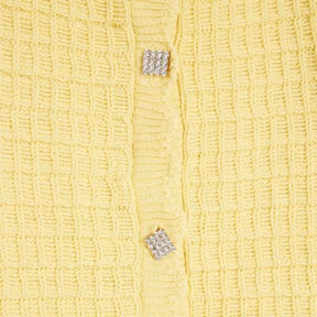Yellow Knit Frill Trim Short Sleeve Cardigan
