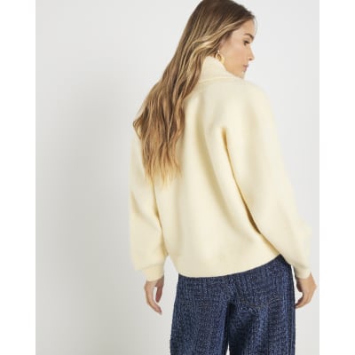 Yellow Knitted Shawl Collar Cardigan