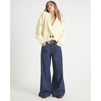 Yellow Knitted Shawl Collar Cardigan