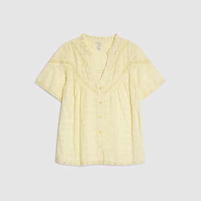 Yellow Lace Button Through Blouse