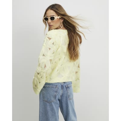 Yellow Long Sleeve 3D Floral Jacket