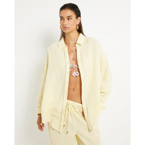 Yellow Long Sleeve Tie Back Beach Shirt