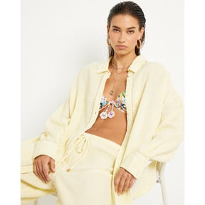Yellow Long Sleeve Tie Back Beach Shirt