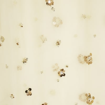 Yellow Mesh Embellished Midi Beach Skirt