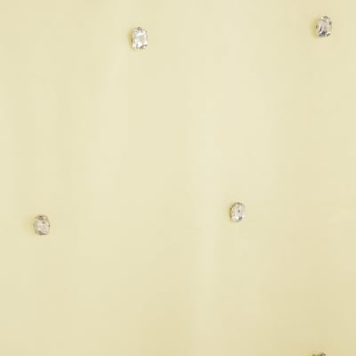 Yellow Organza Embellished Pencil Skirt