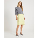 Yellow Organza Embellished Pencil Skirt