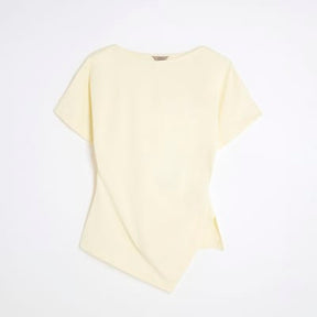 Yellow Short Sleeve Drape Side T-shirt