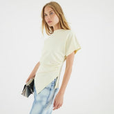Yellow Short Sleeve Drape Side T-shirt