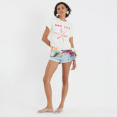 Yellow Short Sleeve Floral Diamante T-shirt