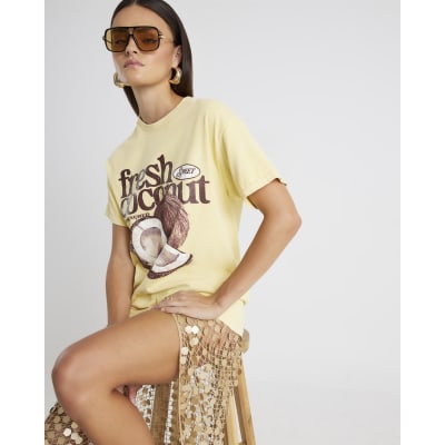 Yellow Short Sleeve Fresh Coconut T-shirt