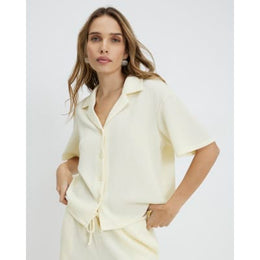 Yellow Short Sleeve Textured Shirt