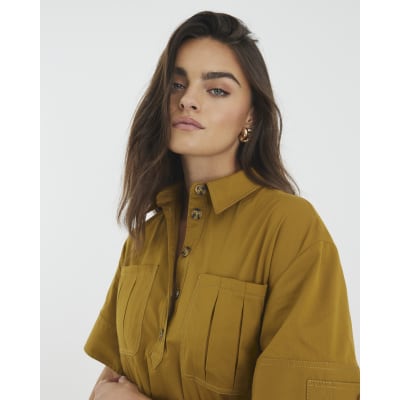 Yellow Utility Shirt Dress