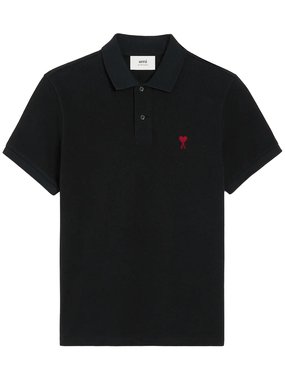 AMI Paris 'Ami de Coeur' Polo Shirt in Black