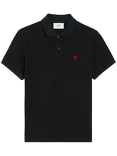 AMI Paris 'Ami de Coeur' Polo Shirt in Black