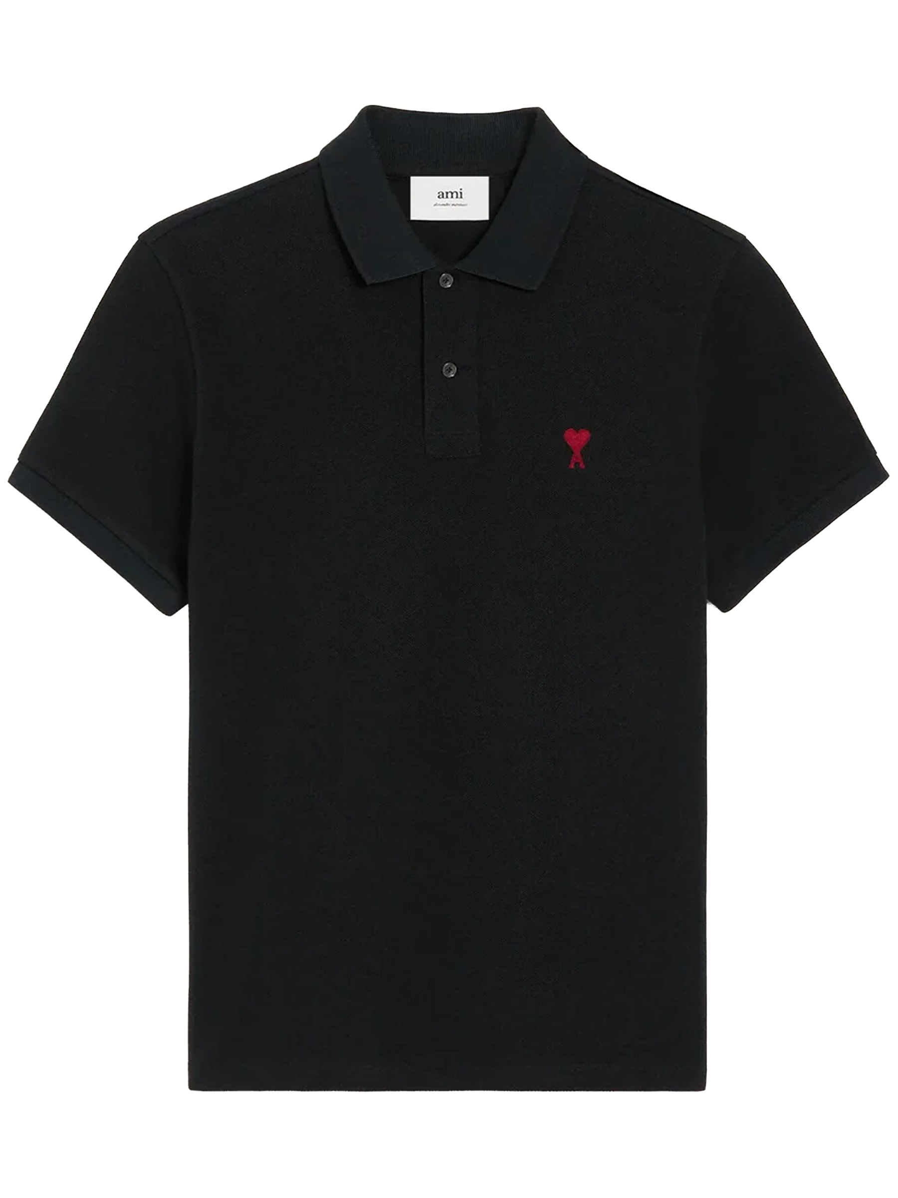 AMI Paris 'Ami de Coeur' Polo Shirt in Black