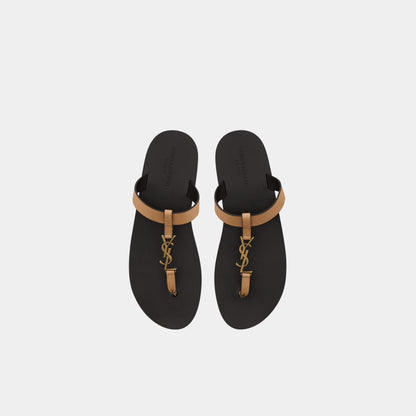 Yves Saint Laurent Cassandre Slides In Smooth Leather