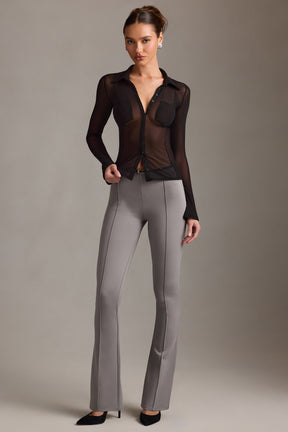 Sheer Long-Sleeve Shirt in Black