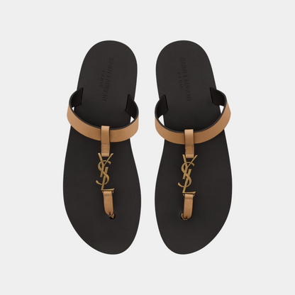 Yves Saint Laurent Cassandre Slides In Smooth Leather