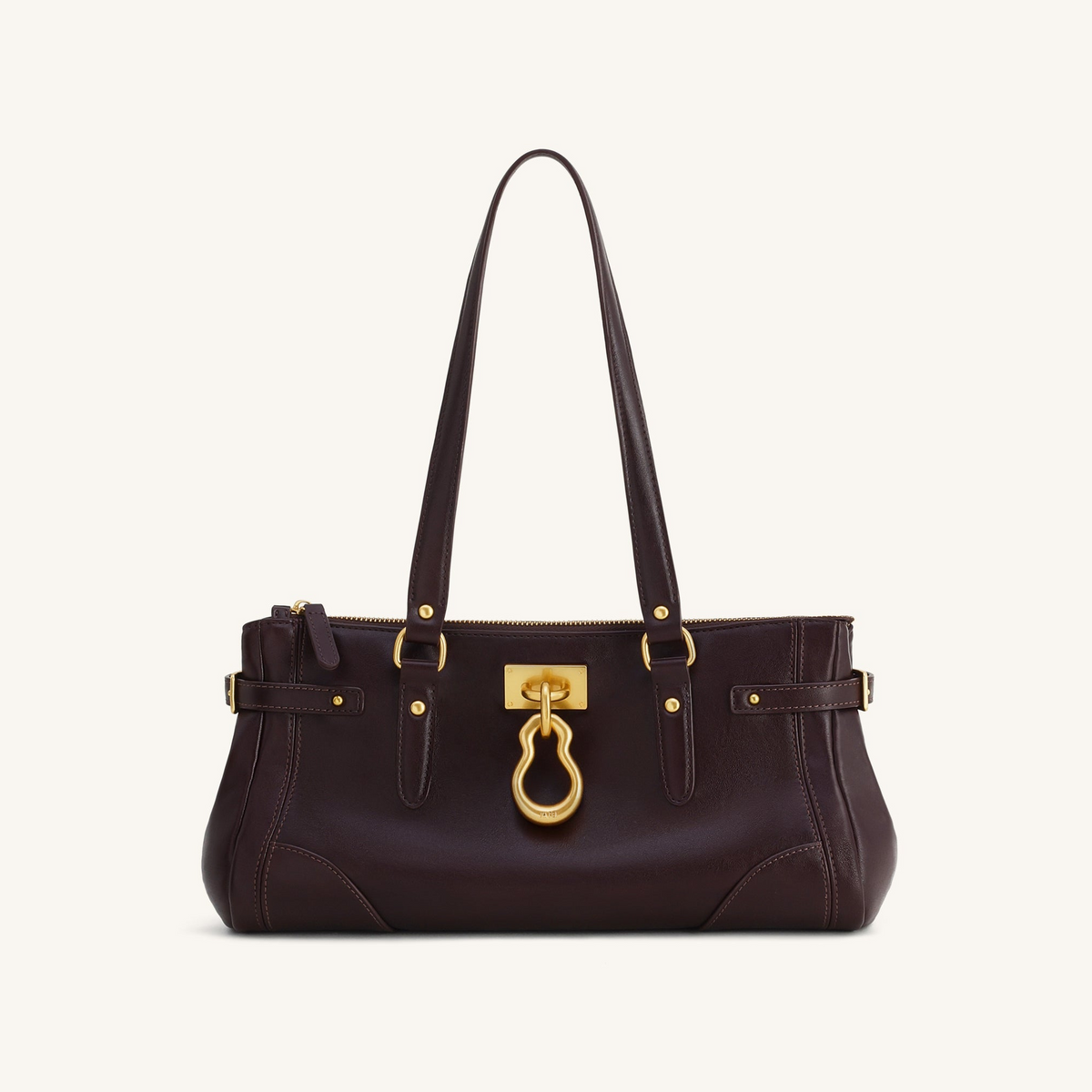 Yvette Elongated Tote Bag - Dark Brown