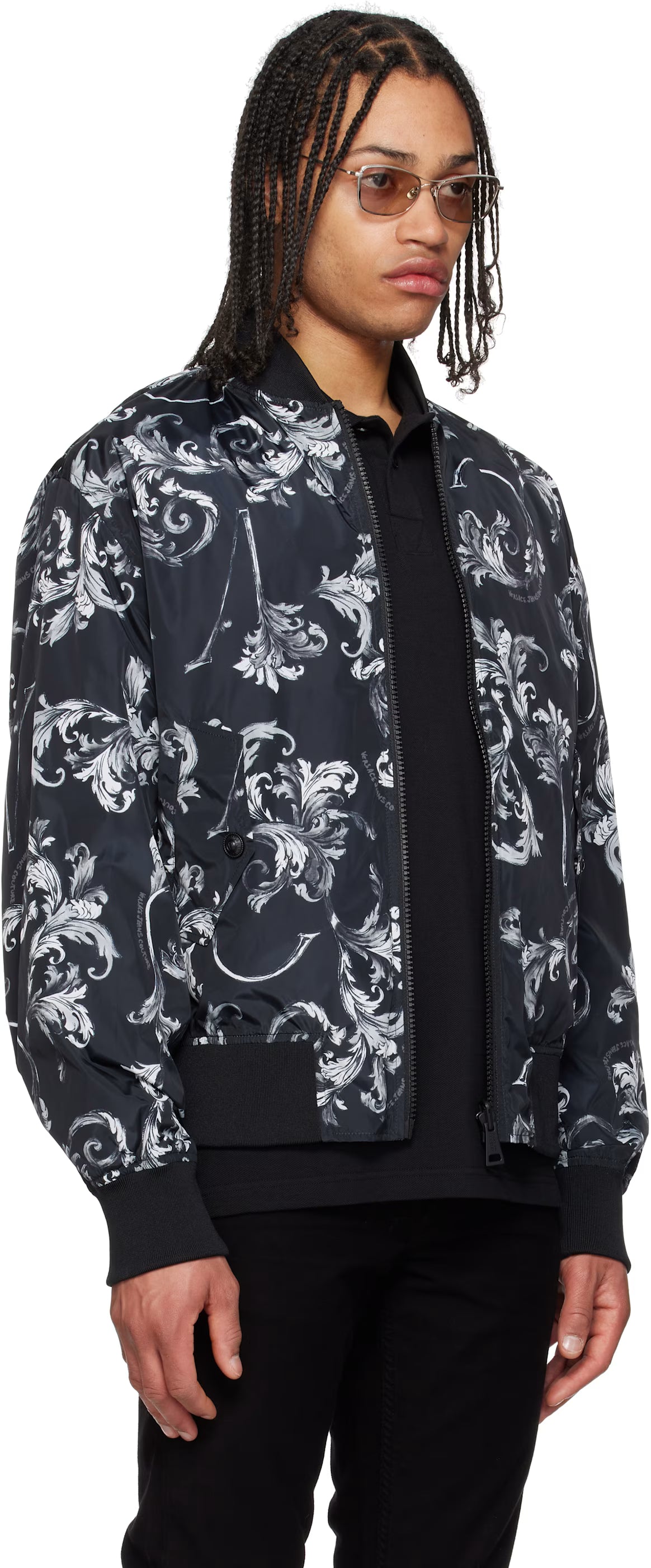 Black Barocco Reversible Bomber Jacket