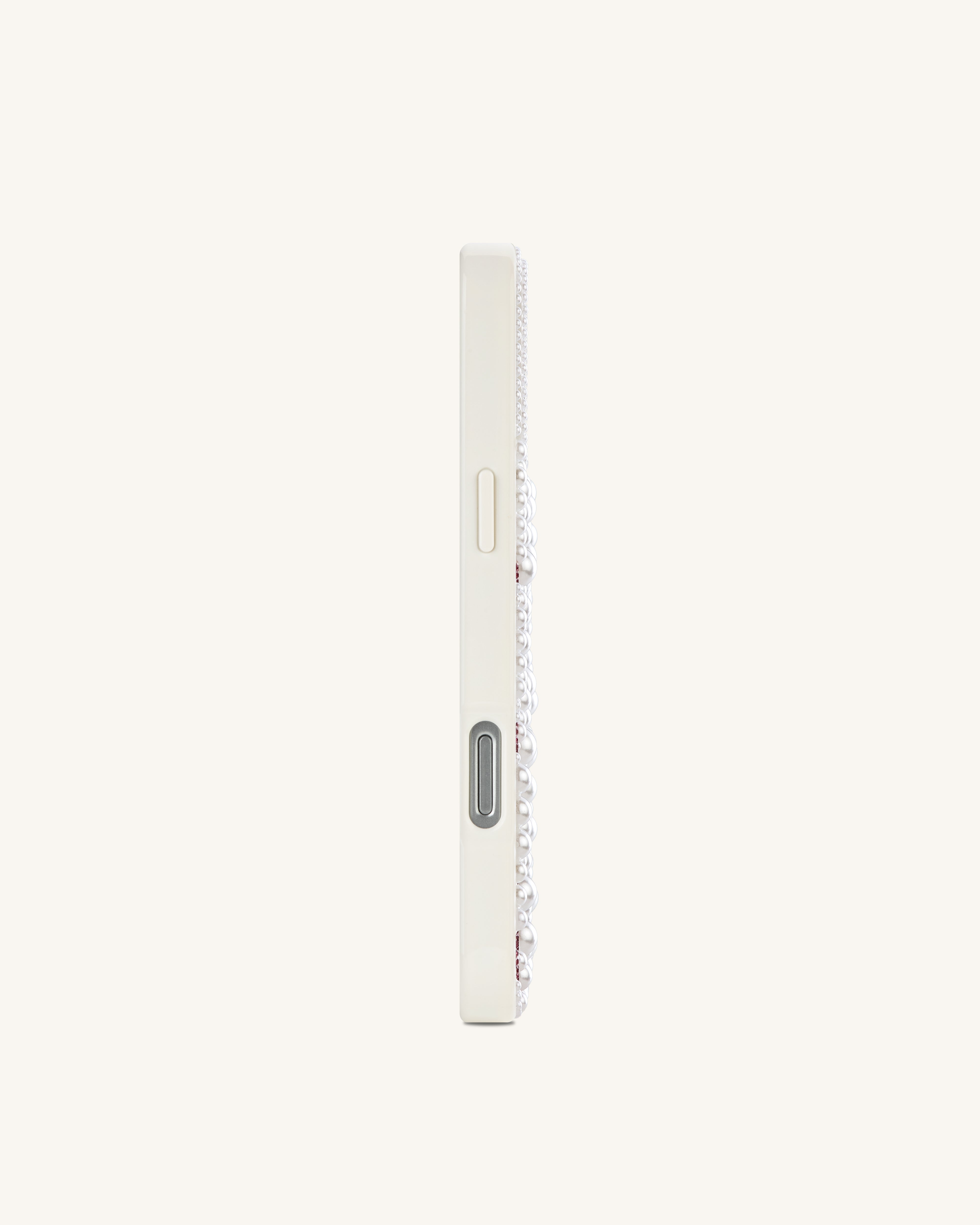 Pearl Artificial Crystal Ribbon Bow Phone Case - White