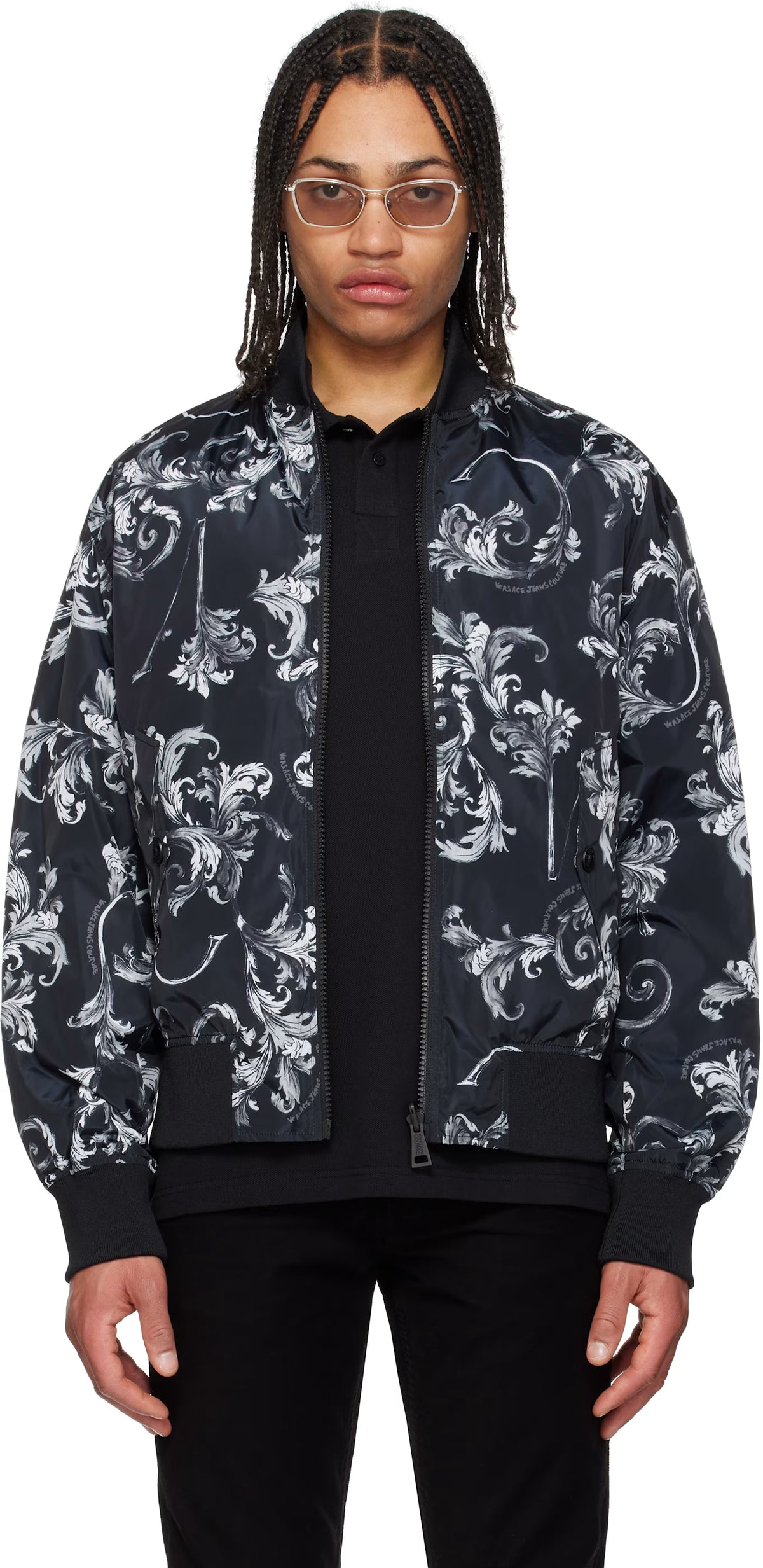 Black Barocco Reversible Bomber Jacket