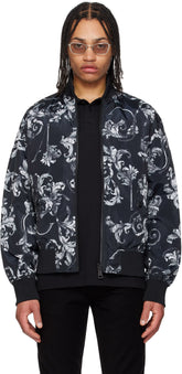 Black Barocco Reversible Bomber Jacket