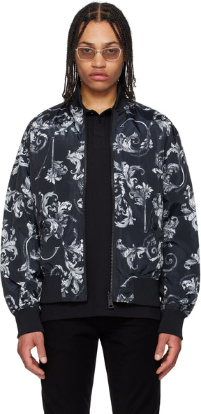 Black Barocco Reversible Bomber Jacket