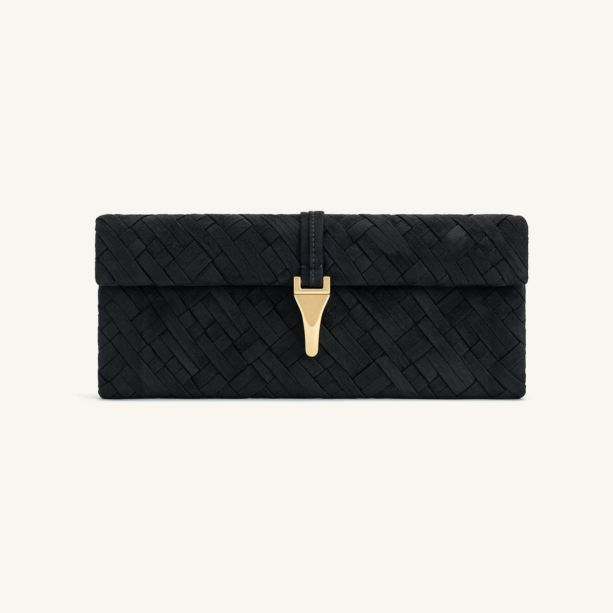 Zaria Woven Clutch - Black
