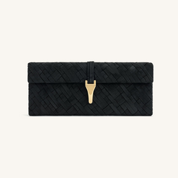 Zaria Woven Clutch - Black